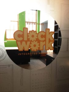 clockwork agency custom window decal logo