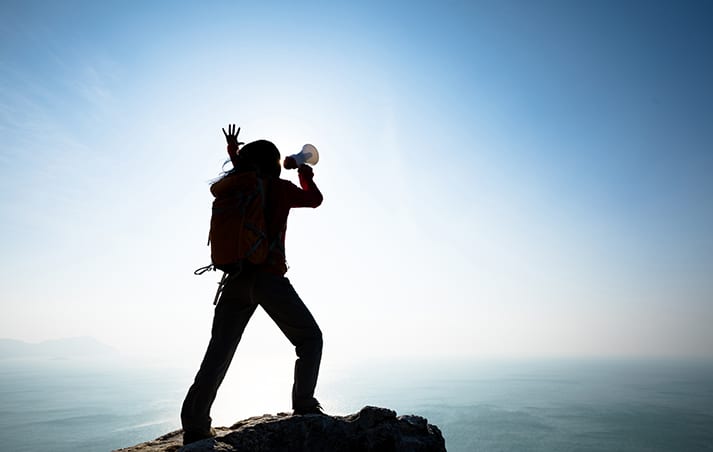 spreading a message from a peak