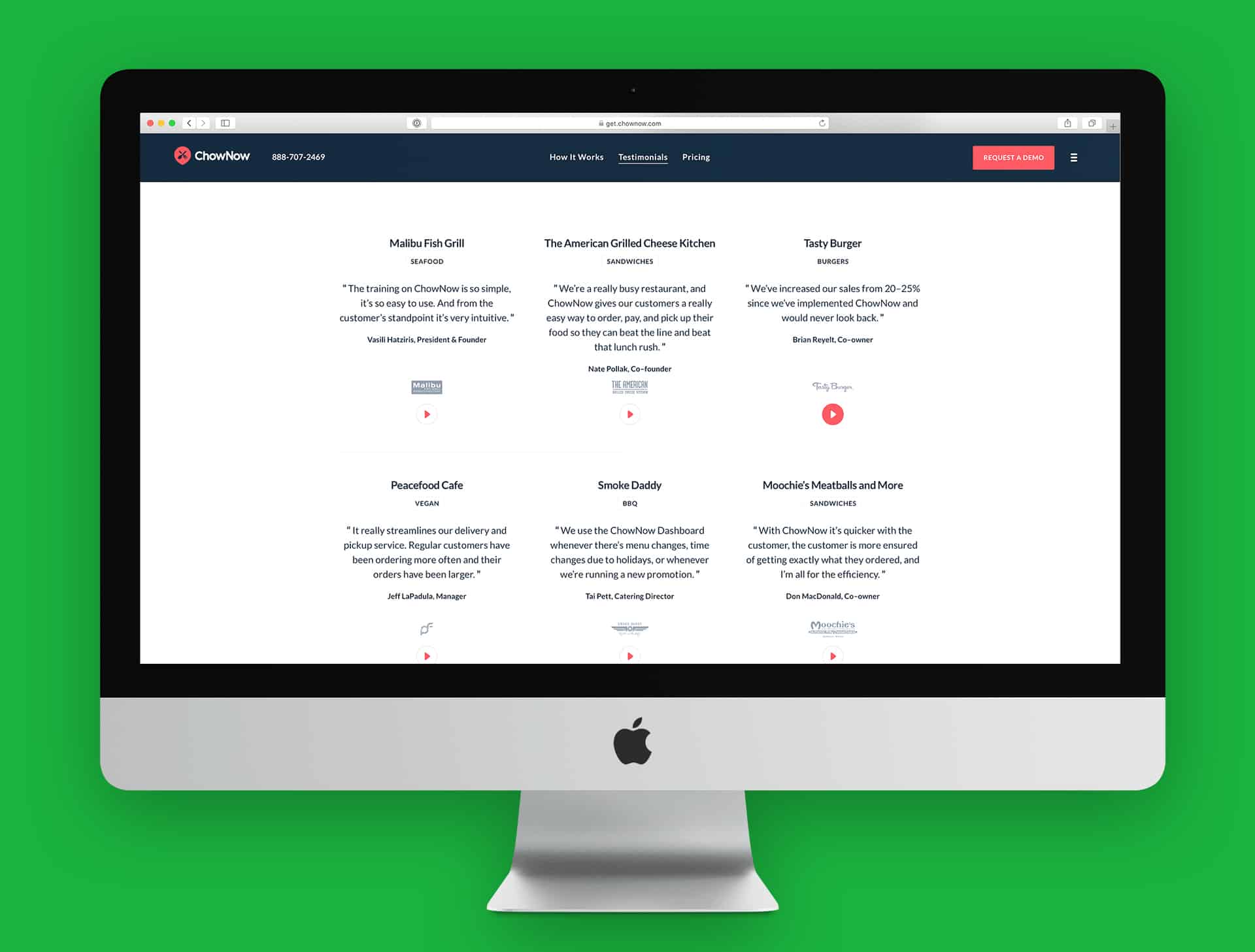 chownow adds website testimonials